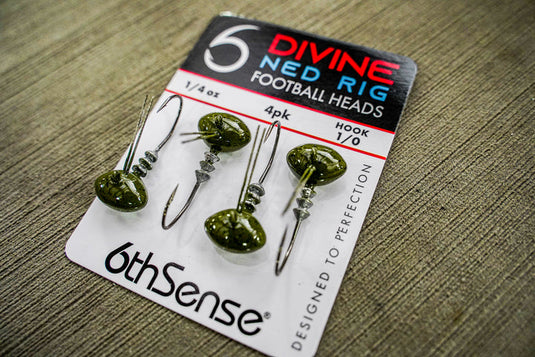 6th Sense - Divine Ned Rig Football Heads (Green Pumpkin)