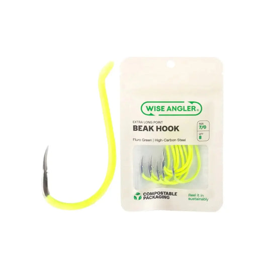 Wise Angler Beak Hook - Extra Long Point Fluro Green