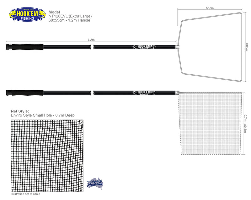 enviro fishing net Hook'em Enviro Landing Net (60 x 55cm Hoop) – Taco Tackle
