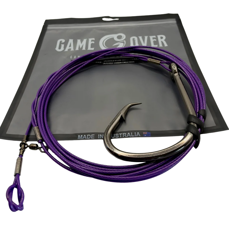 Load image into Gallery viewer, GameOver 1000lb Land Based Shark Trace - Nylon Coated - 5m - Circle Hook
