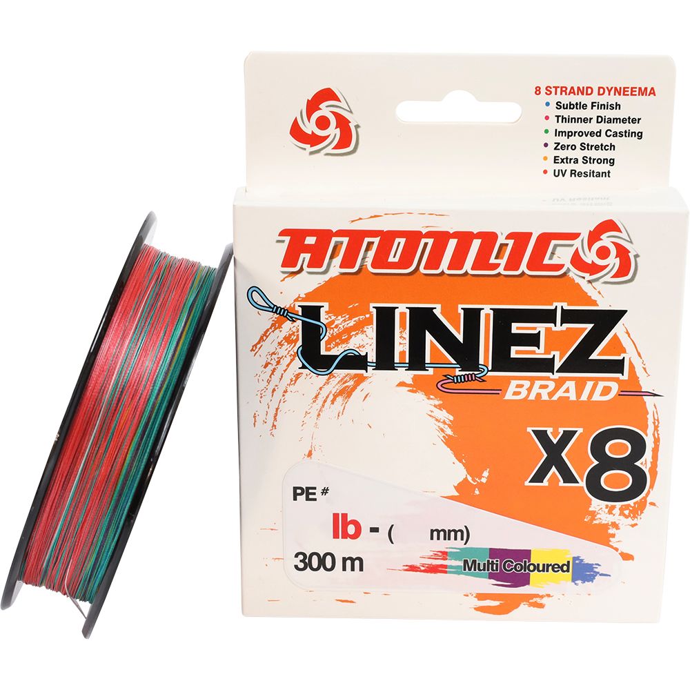 Atomic Linez Braid 8X Multi Colour 300m – Taco Tackle