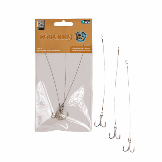 Lure Us In 44lb 140mm Treble Hook Assemblies (pack of 3)