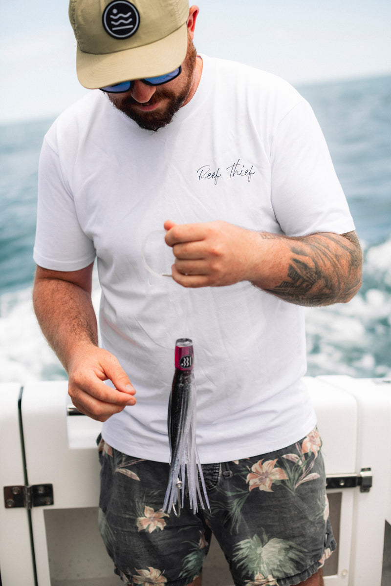 Load image into Gallery viewer, Reef Thief Script Tee - White
