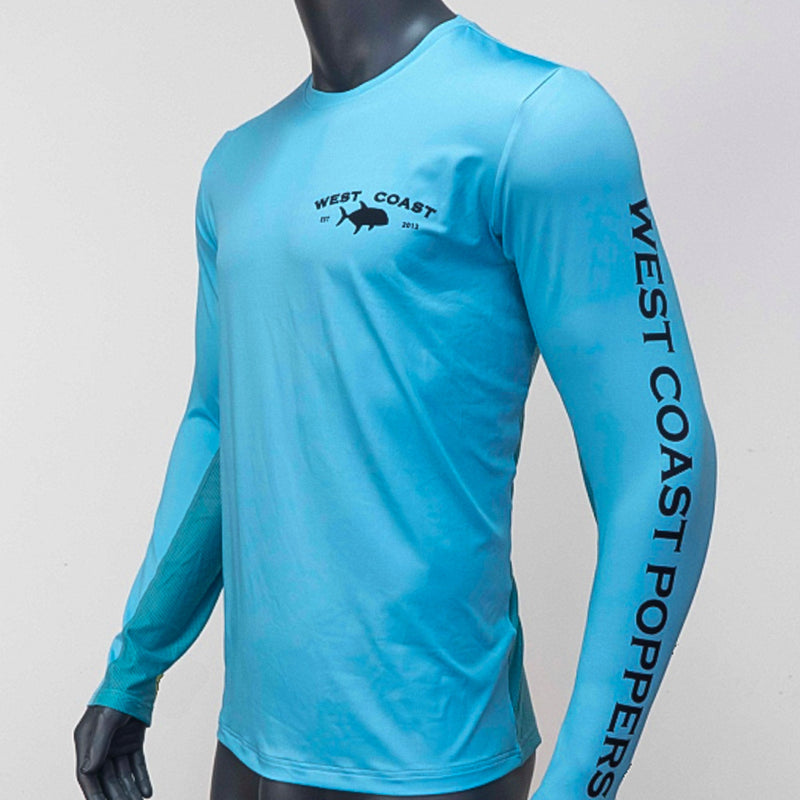 Load image into Gallery viewer, West Coast Poppers Fishing Jersey - Reef Blue
