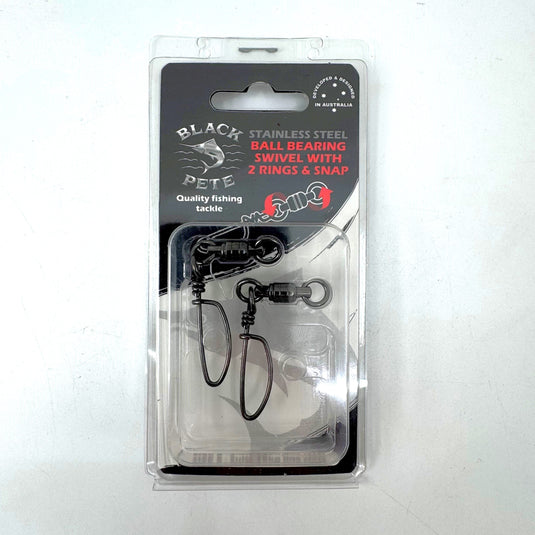 Black Pete Ball Bearing Swivel With 2 Rings & Snap