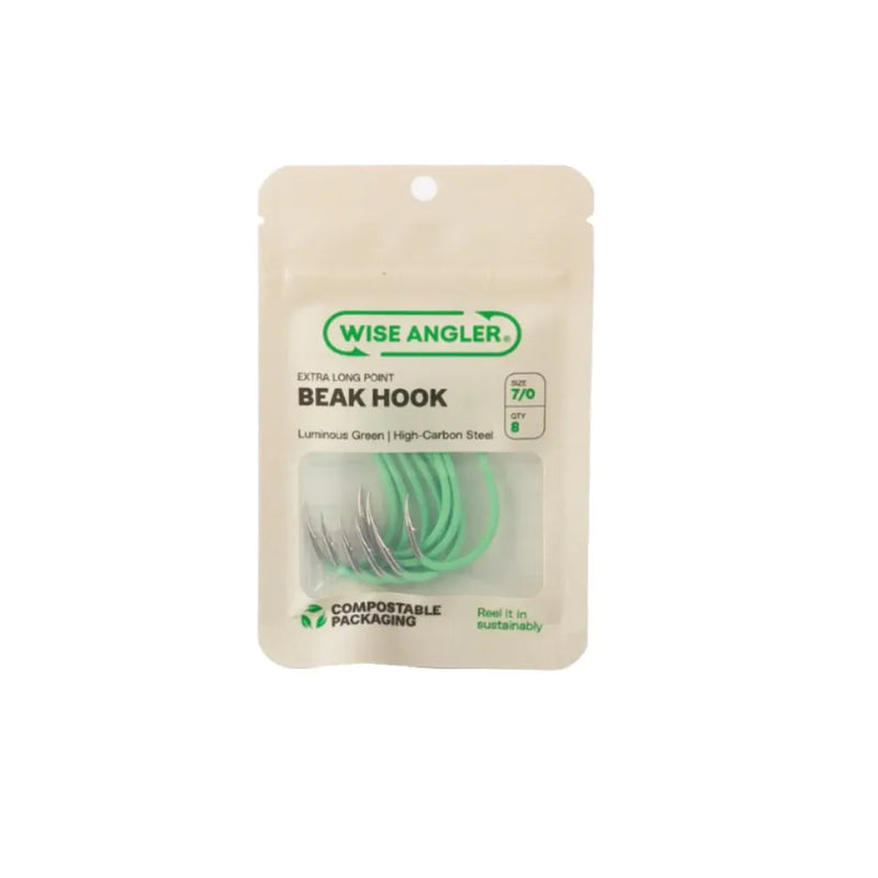 Load image into Gallery viewer, Wise Angler Beak Hook - Extra Long Point Luminous Green
