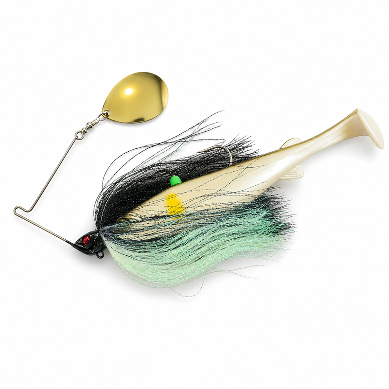 Load image into Gallery viewer, Spinwright Beast Spinnerbait Fluffball x Raijin Shad 220 (1oz)
