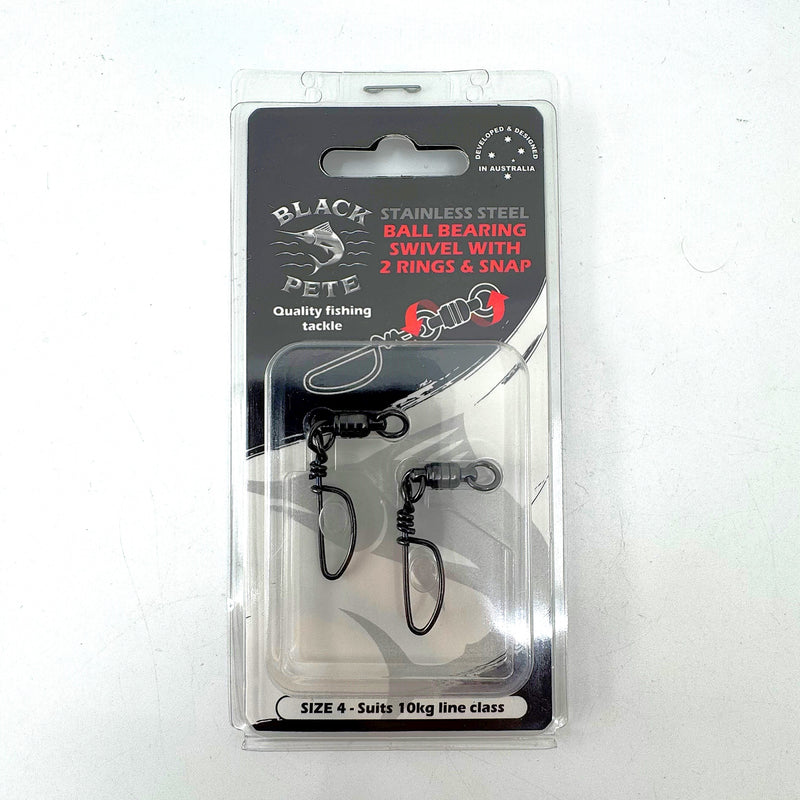 Load image into Gallery viewer, Black Pete Ball Bearing Swivel With 2 Rings &amp; Snap
