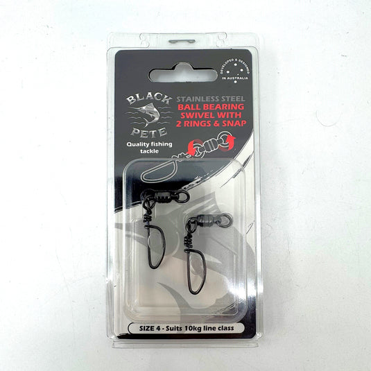 Black Pete Ball Bearing Swivel With 2 Rings & Snap