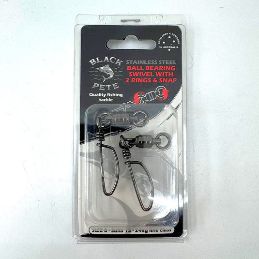 Black Pete Ball Bearing Swivel With 2 Rings & Snap