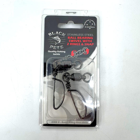 Black Pete Ball Bearing Swivel With 2 Rings & Snap