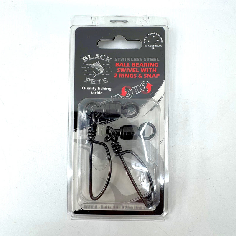 Load image into Gallery viewer, Black Pete Ball Bearing Swivel With 2 Rings &amp; Snap
