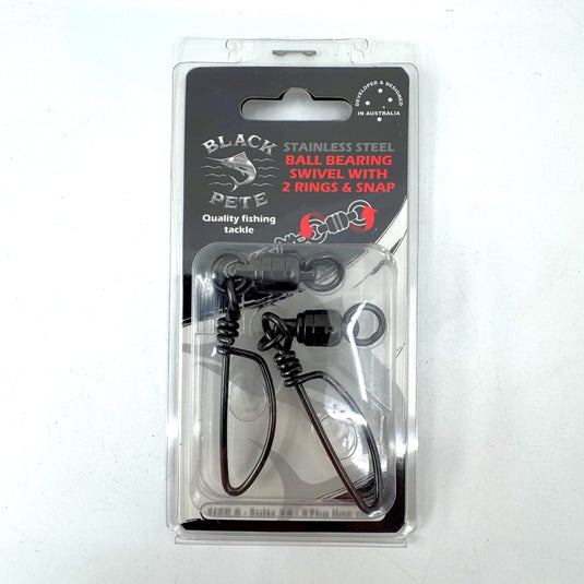 Black Pete Ball Bearing Swivel With 2 Rings & Snap